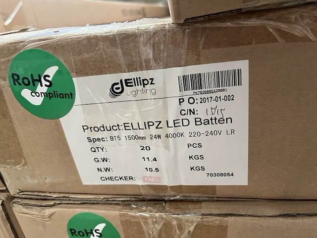 Ca. 100x led batten bt5 1500 mm 24w 4000k ellipz lighting - afbeelding 8 van  16