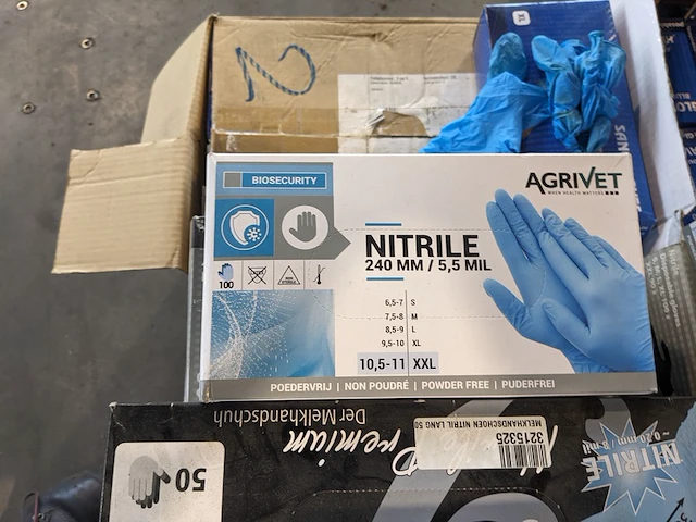 Ca. 100x nitrile melkershandschoenen verschillende maten - afbeelding 5 van  6