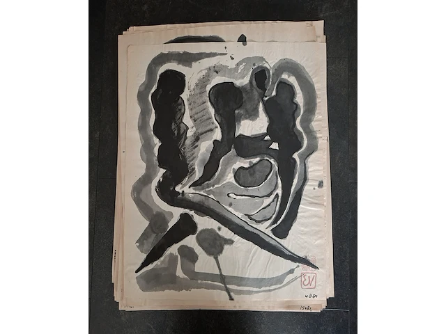 Ca. 100x verzameling , ernst vijlbrief (1934-2010), 100 aquarellen, 20e eeuw - afbeelding 3 van  5