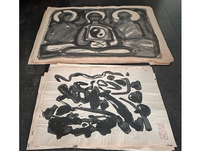 Ca. 100x verzameling , ernst vijlbrief (1934-2010), 100 aquarellen, 20e eeuw - afbeelding 1 van  3