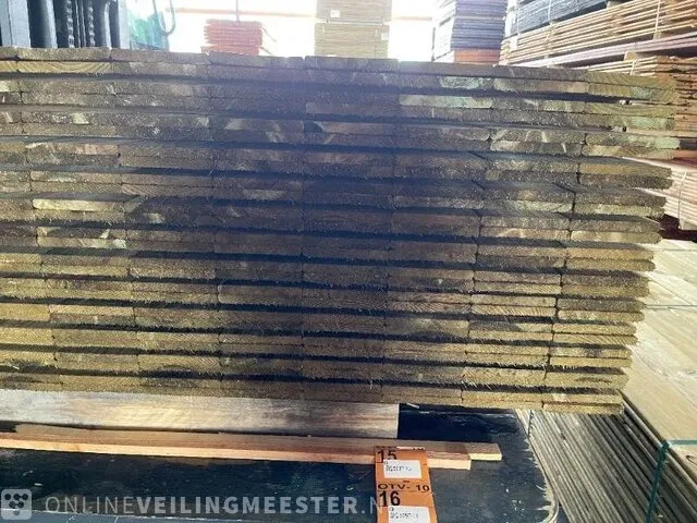 Ca. 104x grenen schuttingplanken groen geïmpregneerd , 16x140mm, lengte 180cm - afbeelding 3 van  3