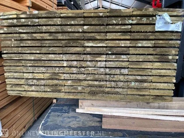Ca. 104x grenen schuttingplanken groen geïmpregneerd , 16x140mm, lengte 180cm - afbeelding 3 van  3
