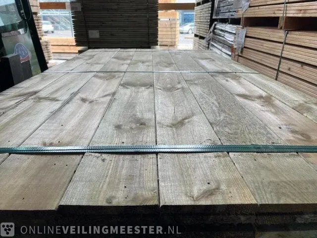 Ca. 104x grenen schuttingplanken groen geïmpregneerd , 16x140mm, lengte 180cm - afbeelding 1 van  3