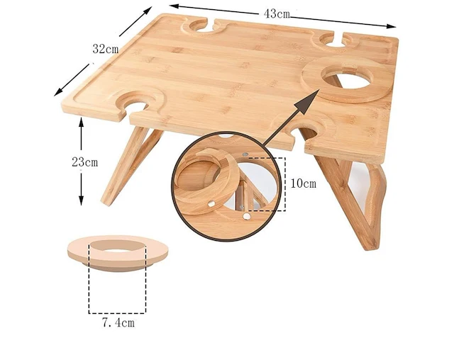 Ca. 10x bamboe wijntafel 43x32 cm - afbeelding 3 van  3