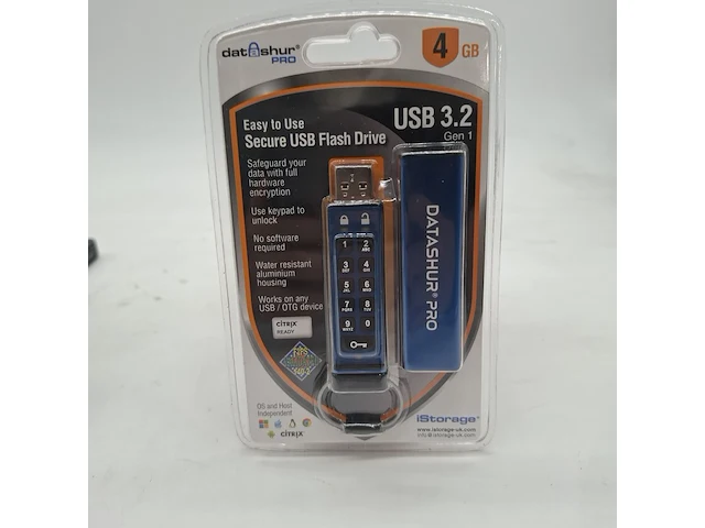 Ca. 10x beveiligde usb-stick, istorage, datashur pro, 4gb - afbeelding 1 van  3