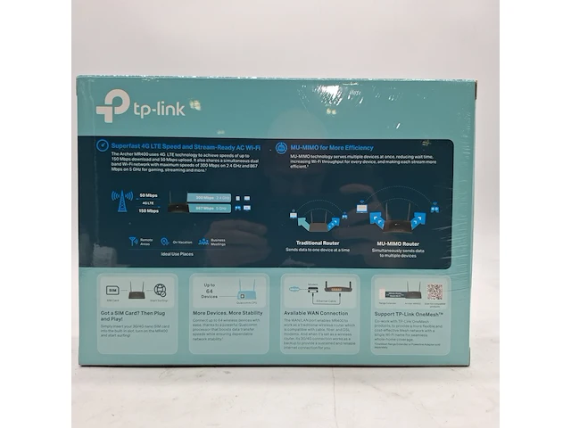 Ca. 10x router, tp-link, archer mr400 ac1200 dual band wi-fi 4g lte - afbeelding 2 van  6
