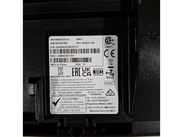 Ca. 10x vaste telefoon, mitel, 6867 - afbeelding 4 van  4