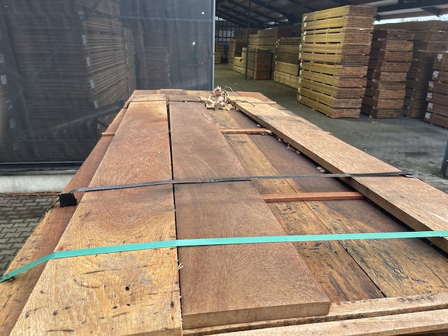 Ca. 113x angelim pedra bechoeiingsplanken, 20x200mm, lengte 3/200cm, 10/250cm, 14/300cm, 26/350cm, 29/400cm, 16/450cm, 8/500cm, 7/550cm - afbeelding 1 van  3