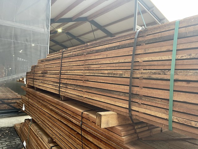 Ca. 113x angelim pedra bechoeiingsplanken, 20x200mm, lengte 3/200cm, 10/250cm, 14/300cm, 26/350cm, 29/400cm, 16/450cm, 8/500cm, 7/550cm - afbeelding 2 van  3