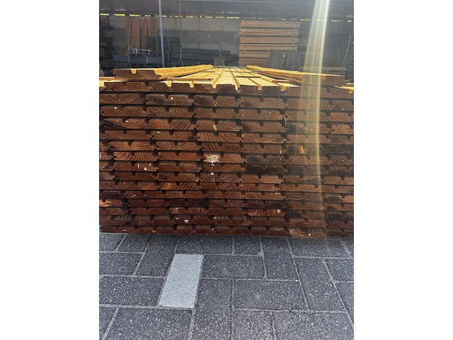 Ca. 122x douglas rhombus dubbel profiel - enkelzijdig - bruin geimpregneerd - afbeelding 2 van  3