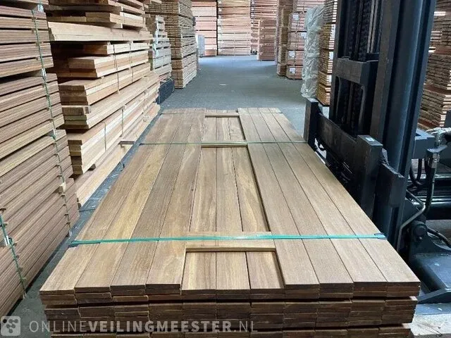 Ca. 125x djindja udu hardhouten planken vierzijdig geschaafd , 16x90mm, lengte 220cm - afbeelding 1 van  3