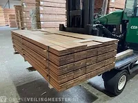 Ca. 125x djindja udu hardhouten planken vierzijdig geschaafd , 16x90mm, lengte 220cm - afbeelding 2 van  3
