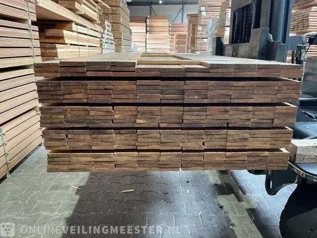 Ca. 125x djindja udu hardhouten planken vierzijdig geschaafd , 16x90mm, lengte 220cm - afbeelding 3 van  3