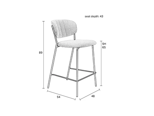 Ca. 12x counter stool jolien – black/bouclé, van harte - afbeelding 4 van  6