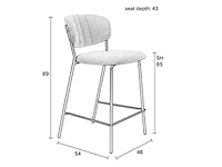 Ca. 12x counter stool jolien – black/bouclé, van harte - afbeelding 4 van  6
