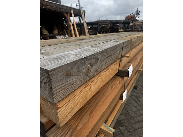 Ca. 12x douglas paal | fijnbezaagd , 15 x 15 x 400 cm - afbeelding 3 van  3