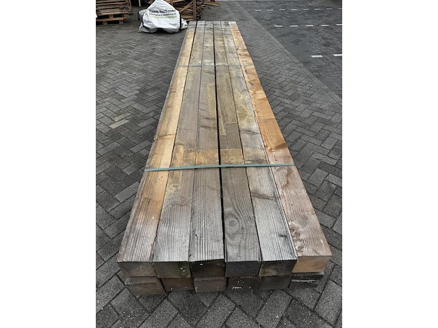 Ca. 12x douglas paal | fijnbezaagd , 15 x 15 x 500 cm - afbeelding 1 van  2