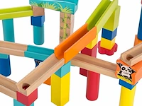 Ca. 12x houten knikkerbaan bouwpakket 60-delig, ultrakidz - afbeelding 2 van  7