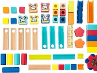 Ca. 12x houten knikkerbaan bouwpakket 60-delig, ultrakidz - afbeelding 3 van  7