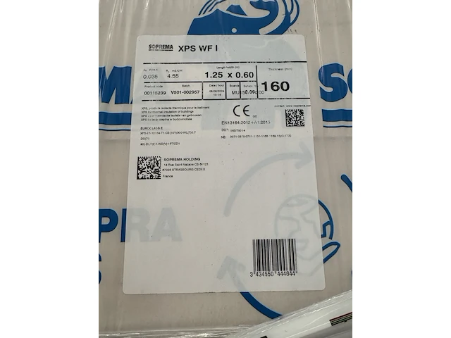 Ca. 12x xps wfi 1250x600x160mm rd:4.44 2pl/pak(=1,50m²) soprema - afbeelding 3 van  3