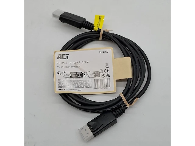 Ca. 132x display port kabel, act, ak3980 dp male 2.00m - afbeelding 1 van  5