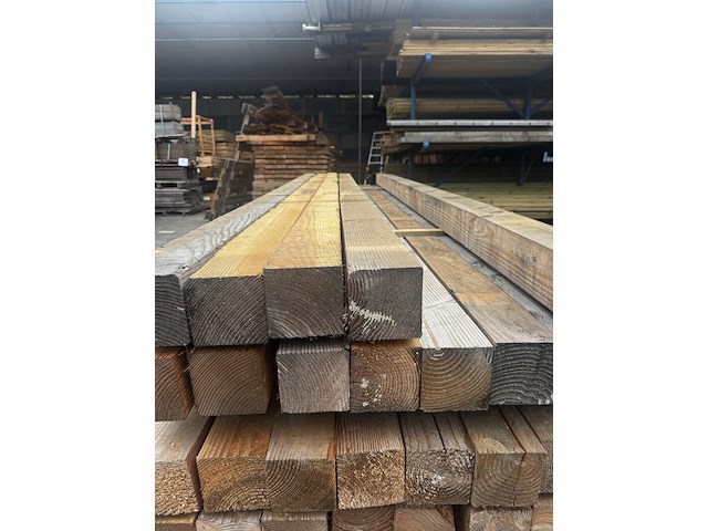 Ca. 13x douglas paal | fijn bezaagd , 12 x 12 x 400 cm - afbeelding 2 van  2