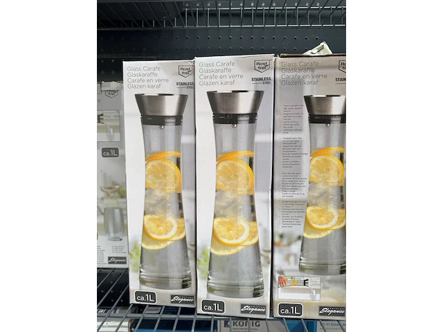 Ca. 13x glazen karaf 1 liter rostfrei - afbeelding 4 van  4