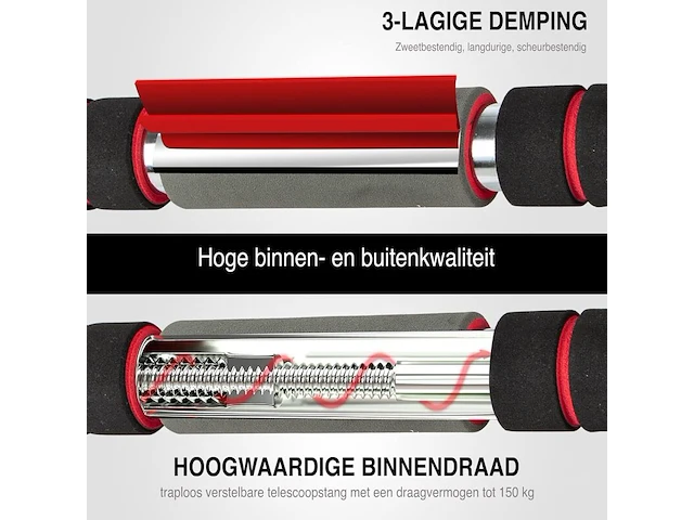 Ca. 13x optrekstang verstelbaar van 66,5 cm tot 93 cm ultrasport, force 300 - afbeelding 3 van  5