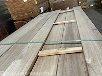 Ca. 140x pakoeli hardhouten planken geschaafd, 21x90mm, lengte 44/125cm, 60/185cm, 36/155cm - afbeelding 1 van  6