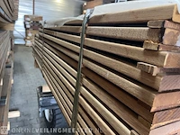 Ca. 140x pakoeli hardhouten planken geschaafd, 21x90mm, lengte 44/125cm, 60/185cm, 36/155cm - afbeelding 2 van  6