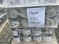Ca. 140x strak op de muur 2,5 liter blik muurverf flexa, mix, bouwjaar ca. 2022