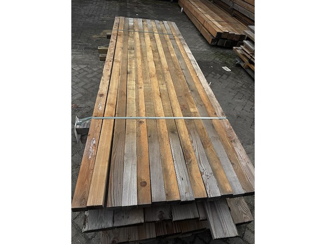 Ca. 14x douglas balk | geschaafd | licht vergrijsd , 4,5 x 7 x 300 cm - afbeelding 1 van  2