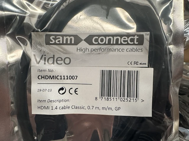 Ca. 153x hdmi 1.4 classic series kabel 0.7 meter, sam creative - afbeelding 3 van  3