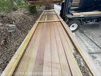 Ca. 153x ipé hardhouten planken geschaafd, 25x95mm, lengte 285cm tot en met 455cm