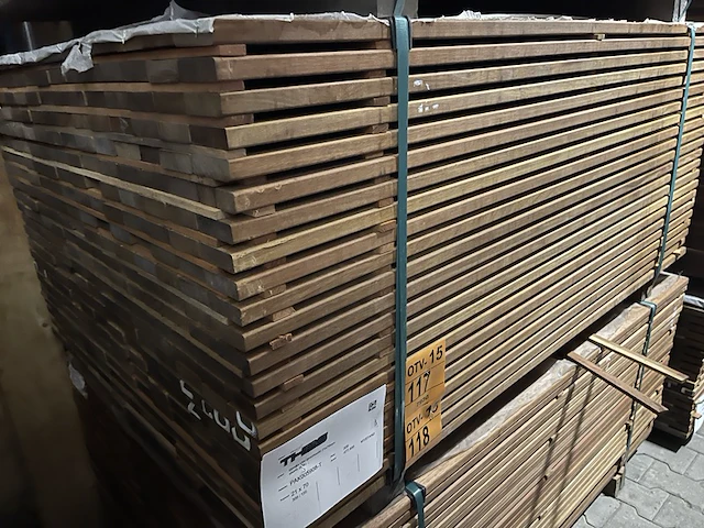 Ca. 154x guyana ipé planken geschaafd, 21x70mm, lengte 155cm - afbeelding 4 van  4