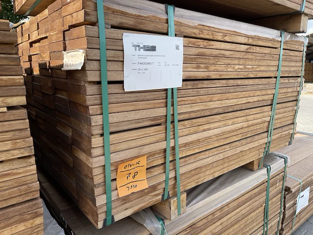 Ca. 161x guyana teak planken geschaafd, 25x140mm, lengte 125cm - afbeelding 4 van  4