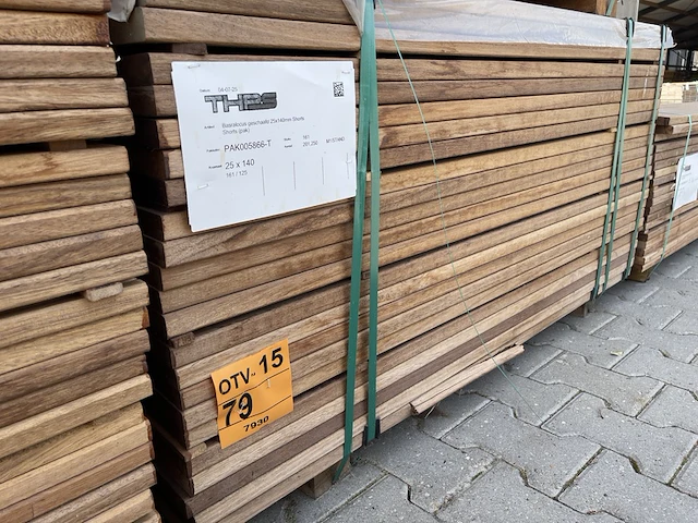 Ca. 161x guyana teak planken geschaafd, 25x140mm, lengte 125cm - afbeelding 4 van  4