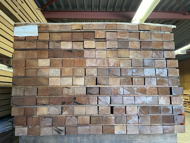 Ca. 168x guyana teak regels geschaafd, 45x68mm, lengte 215cm - afbeelding 3 van  3