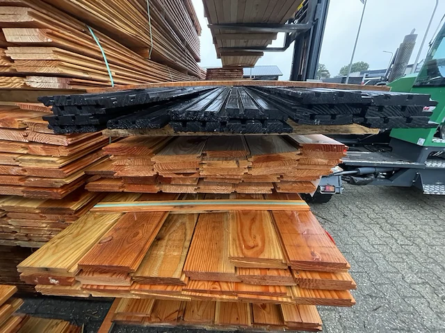 Ca. 16x douglas design/triple/deens profiel zwart gecoat, 22x142mm, lengte 500cm - afbeelding 3 van  3