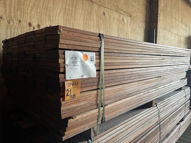 Ca. 175x angelim pedra vlonderplanken, 21x143mm, lengte 245cm - afbeelding 2 van  4