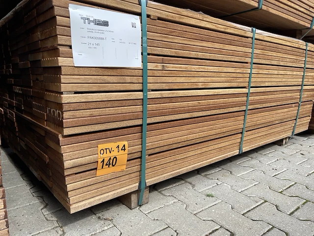 Ca. 189x guyana teak vlonderplanken, 21x145mm, lengte 185cm - afbeelding 4 van  4