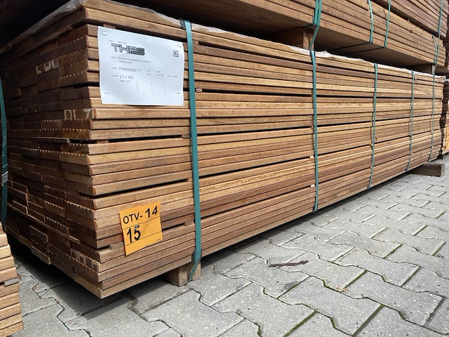 Ca. 189x guyana teak vlonderplanken, 21x145mm, lengte 275cm - afbeelding 4 van  4