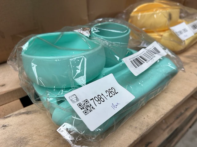 Ca. 18x baby eetset 5-delig turqoise - afbeelding 2 van  4