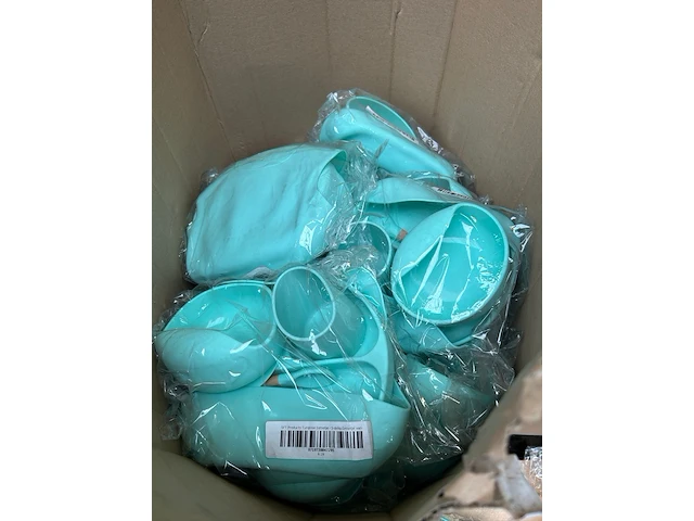 Ca. 18x baby eetset 5-delig turqoise - afbeelding 3 van  4