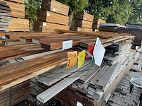 Ca. 18x guyana teak planken geschaafd, 27x70mm, lengte 1/430cm, 5/460cm, 12/490cm - afbeelding 2 van  3