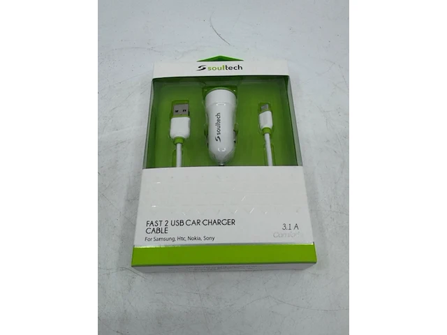 Ca. 200x dual micro-usb autolader met laadsnoer, soultech, sc344b - afbeelding 1 van  4