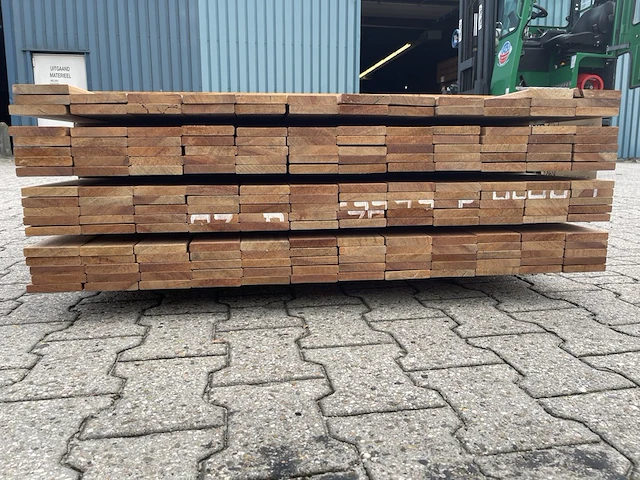 Ca. 207x guyana teak planken geschaafd, 16x90mm, lengte 200cm - afbeelding 3 van  4