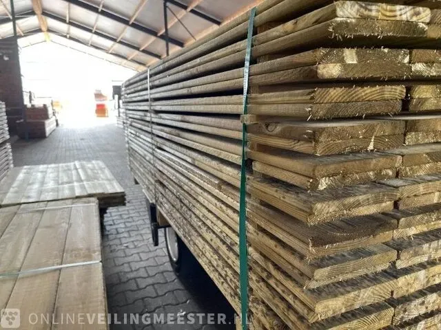 Ca. 208x grenen schuttingplanken groen geïmpregneerd , 16x140mm, lengte 180cm - afbeelding 2 van  3