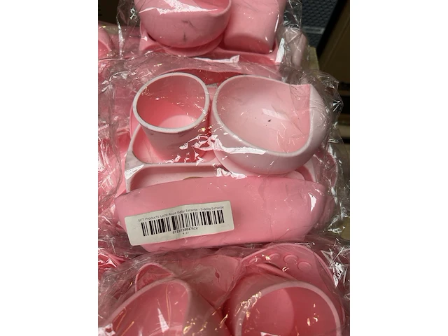 Ca. 20x baby eetset 5-delig roze en blauw - afbeelding 5 van  5