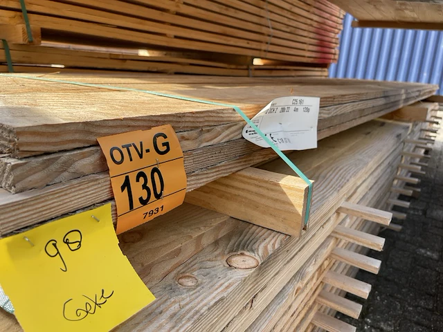 Ca. 20x douglas planken fijnbezaagd, 22x200mm, lengte 400cm - afbeelding 2 van  3